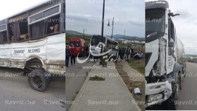 Photo of إصابات وجرحى في اصطدام عنيـ ـف بين حافلة لنقل المستخدمين وشاحنة بطنجة البالية