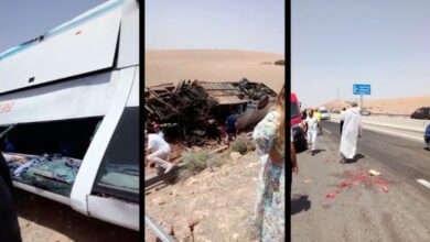 Photo of انقلاب حافلة لنقل المسافرين بالطربق السيار وحديث عن إصابات