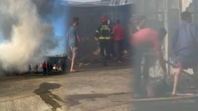 Photo of حريق ضخم يلتهم مصنع للأفرشة بسبت الزينات يثير حالة من الاستنفار