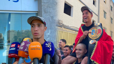 Photo of بطل طنجة محمد ياسين محسون يعود من أستراليا بحزامه القاري وسط استقبال حافل من ساكنة المدينة